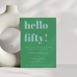 Invitación Tipografía audaz Verde Azul Moderno 50 cumpleaños<br><div class="desc">Audaz tipografía azul verde moderno 50 cumpleaños invitación</div>
