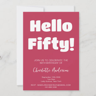 Invitación Tipografía audaz Viva Magenta 50 cumpleaños modern