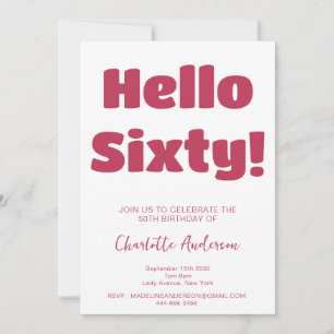 Invitación Tipografía audaz Viva Magenta Moderno 60 cumpleaño