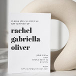 Invitación Tipografía audaz White Modern Bat Mitzvah<br><div class="desc">Tipografía audaz Invitación a Bat Mitzvah blanco moderno</div>