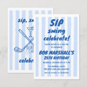 Invitación Tipografía azul audaz para cumpleaños número 25 co