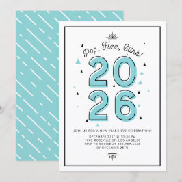 Invitación Tipografía azul moderna 2022 Fiesta de Nochevieja