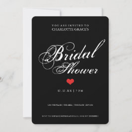 Invitación Tipografía Blanca Negra Ducha Bridal Moderno Simpl