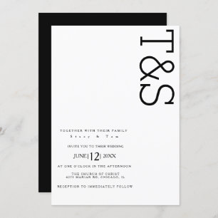 Invitación Tipografía blanca simple Boda negrita