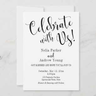 Invitación Tipografía Blanco y Negro Después de la Celebració