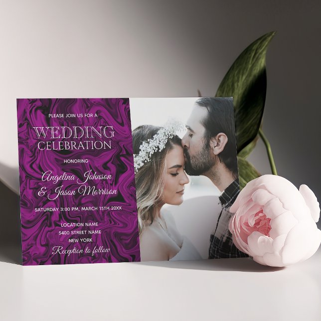 Invitación Tipografía Boda púrpura (Subido por el creador)