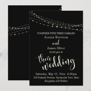 Invitación Tipografía Bonita 30 Crema/Negro 4 Boda