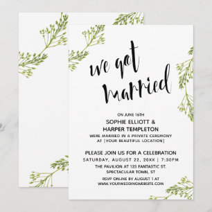 Invitación Tipografía Botánica Nos Casamos Post Boda