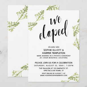 Invitación Tipografía Botánica Nos Fugamos Post Boda