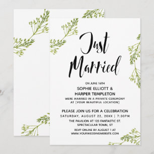Invitación Tipografía Botánica Recién Casados Post Boda