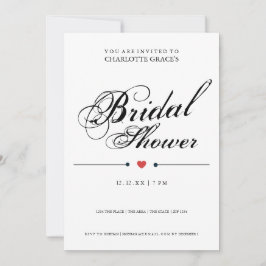 Invitación Tipografía Bridal Bridal Blanco Negro Moderno Simp