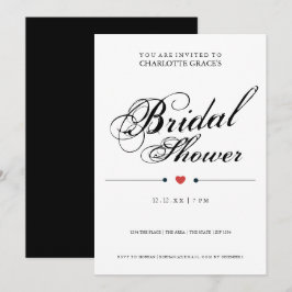 Invitación Tipografía Bridal Bridal Blanco Negro Moderno Simp