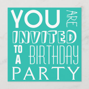 Invitación Tipografía brillante azul DIVERTIDA adolescente Fi
