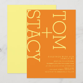 Invitación Tipografía Brillante Extra Negrita Naranja Boda 