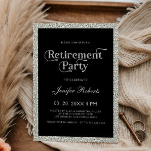 Invitación Tipografía Brillante Negra y Blanca para Fiesta de