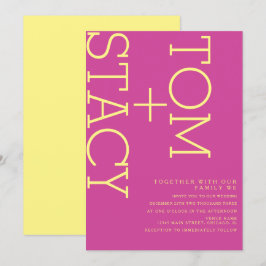 Invitación Tipografía Brillante Xtra Negrita Rosa Amarillo Bo
