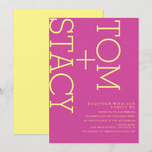 Invitación Tipografía Brillante Xtra Negrita Rosa Amarillo Bo