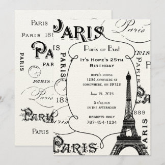 Invitación Tipografía Caligrafía París Francia Torre Eiffel