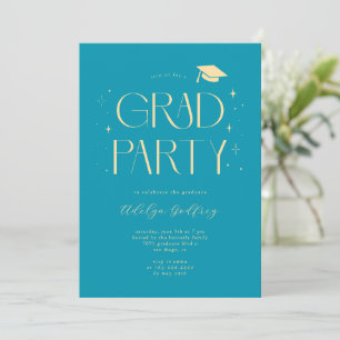 Invitación Tipografía Caprichosa Estrellas Fiesta de Graduaci