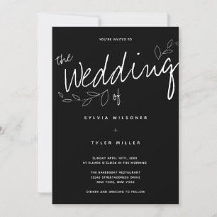 Invitación Tipografía Casual Simple Moderna Negra