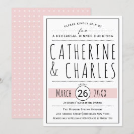 Invitación Típografía cena de ensayo de bodas rosados de colo