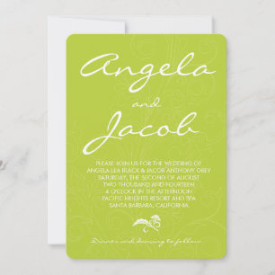 Invitación Tipografía Chartreuse Boda floral verde