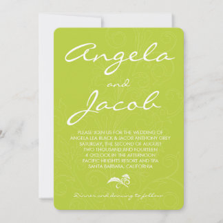 Invitación Tipografía Chartreuse Boda floral verde