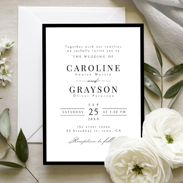 Invitación Tipografía clásica elegante simple para boda (Simple Graceful Typography Classic Wedding Invitation)