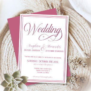 Invitación Tipografía clásica Rosegold Boda formal blanco