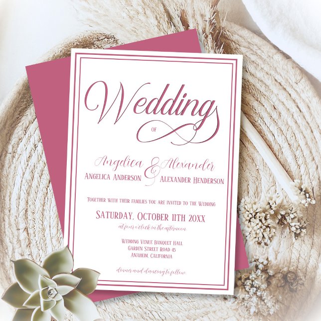Invitación Tipografía clásica Rosegold Boda formal blanco (Subido por el creador)