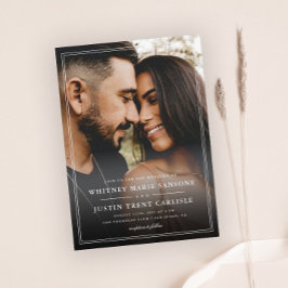 Invitación Tipografía Clásica Simple Foto Boda