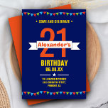 Invitación Tipografía colorida moderna Fiesta de cumpleaños n<br><div class="desc">Invite a sus huéspedes con esta moderna invitación de cumpleaños 21. Sólo tienes que añadir todos los detalles del evento.</div>