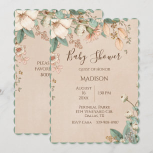Invitación Tipografía con escritura floral de bonito Bebé mod