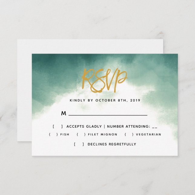 Invitación Tipografía con guión de pincel de Ombre Boda RSVP (Anverso / Reverso)
