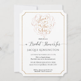 Invitación Tipografía con guión dorado Amor en ducha de novia