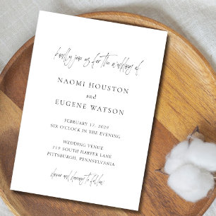 Invitación Tipografía contemporánea matrimonio elegante