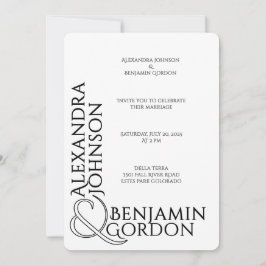 Invitación Tipografía Contemporánea Moderna Boda Chic Urbano