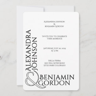 Invitación Tipografía Contemporánea Moderna Boda Chic Urbano