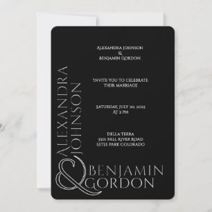 Invitación Tipografía Contemporánea Moderna Boda Negra Urbana