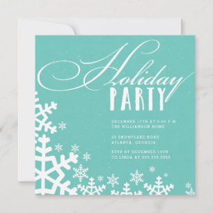 Invitación Tipografía copos de nieve Fiesta de feriado verde
