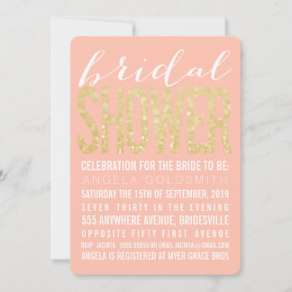 Invitación Tipografía coralina del purpurina del oro de la