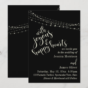 Invitación Tipografía Crema 30 en Negro con Luces 3 Boda