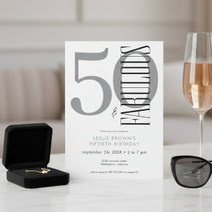 Invitación Tipografía Cumpleaños Fabuloso Cincuenta Negro Bla