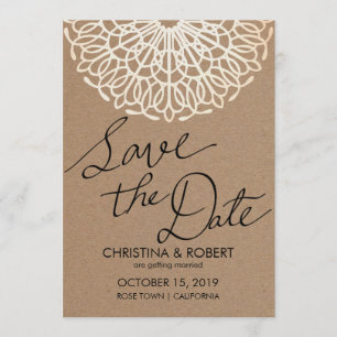 Invitación Tipografía de Ahorro de Fecha de Papel Kraft Rústi