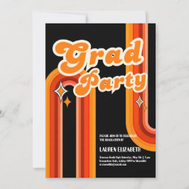 Invitación Tipografía de Arcoíris Naranja y Rojo Sol de Veran