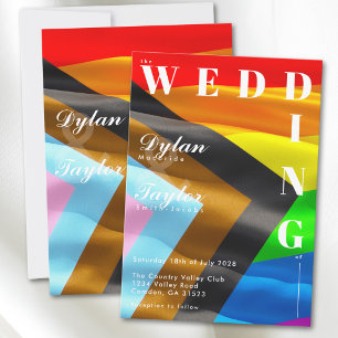 Invitación Tipografía de bandera del orgullo gay en negrita p