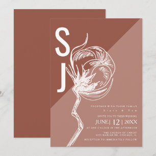 Invitación Tipografía de bloque de color botánico Boda tono t
