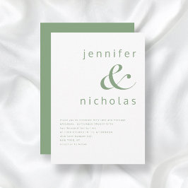 Invitación Tipografía de boda elegante verde salvia