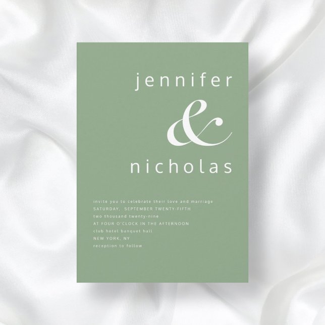 Invitación Tipografía de Boda Verde Salvia Moderna (Subido por el creador)