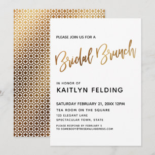 Invitación Tipografía de brunch de novias de oro suave